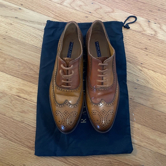 RALPH LAUREN Wingtip Oxford Loafer Shoes - Size 8.5 B - Made in Italy - Picture 4 of 14